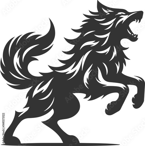 Wallpaper Mural Angry wolf vector animal silhouette Torontodigital.ca