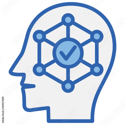 Neural Integration Blue White Icon
