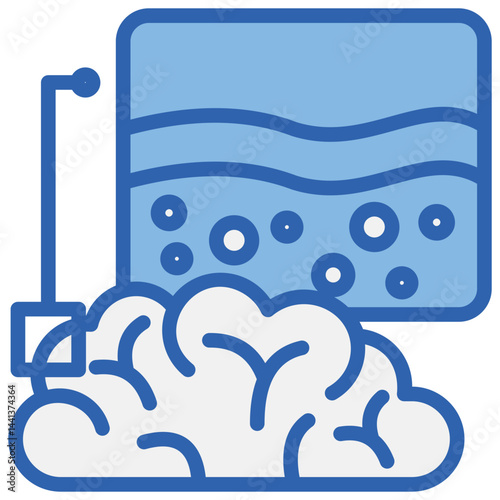 Cerebral Cortex Blue White Icon