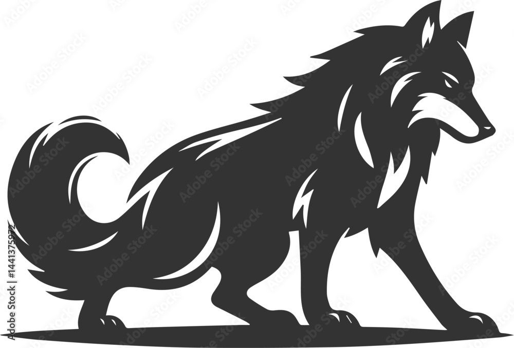 Obraz premium Angry wolf vector animal silhouette