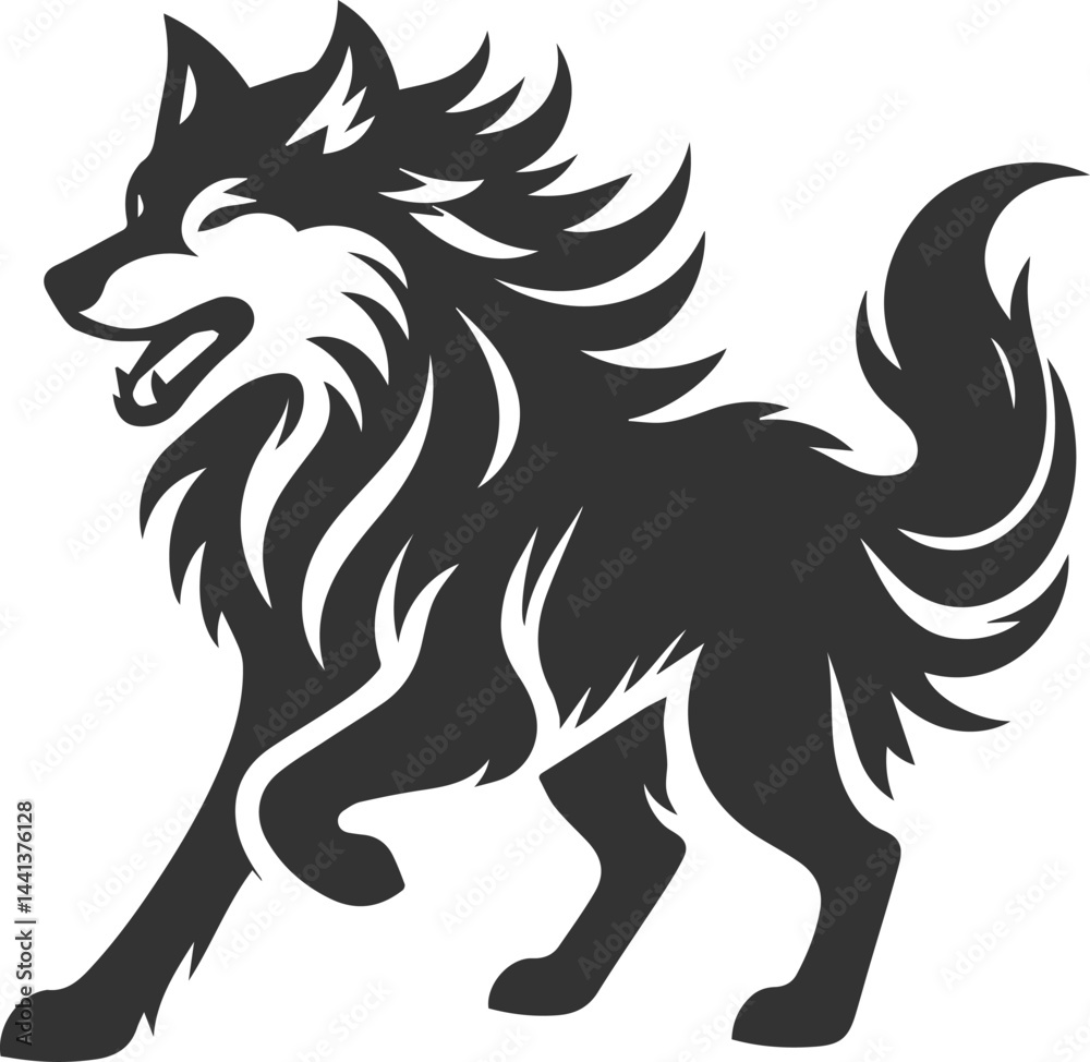 Fototapeta premium Angry wolf vector animal silhouette