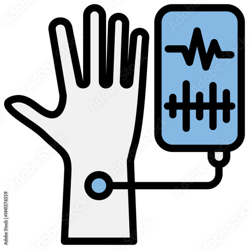 Electromyography Blue Black Icon