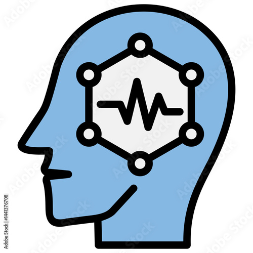 Electroencephalographic Blue Black Icon