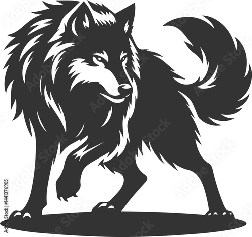 Angry wolf vector animal silhouette