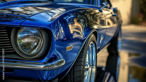 Shiny blue classic car