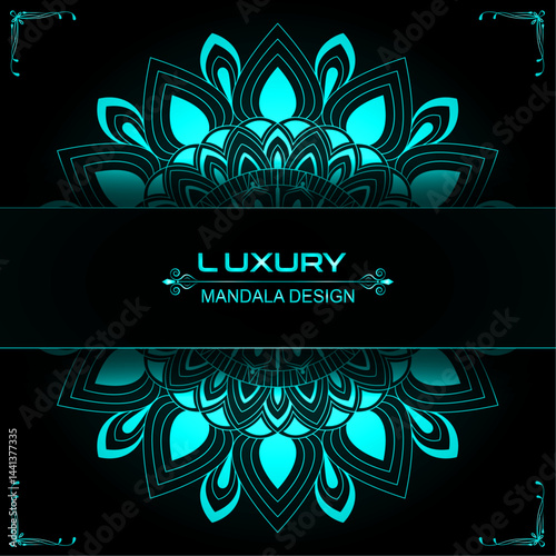 Traditional cyan creative ornament mandala design | Whispers of the Divine in Every Curve: A Mandala Design Illuminating the Cosmic Order Hidden Within the Silence of Ornamental Art