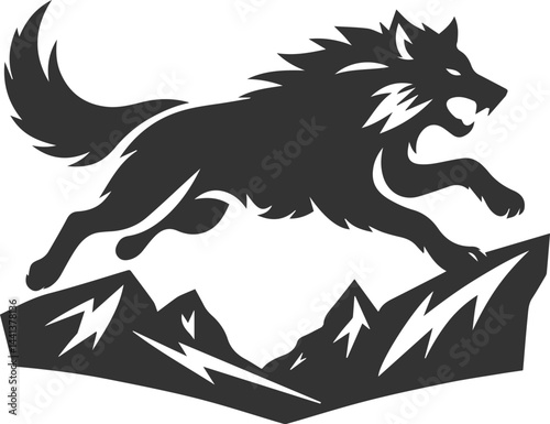 Angry wolf vector animal silhouette