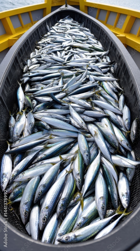 Fototapeta premium Freshly caught fish in a fishing boat.