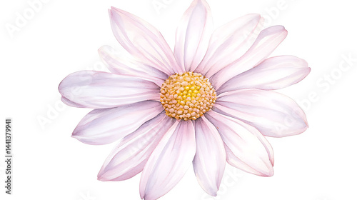 A close up of a white flower with a yellow center