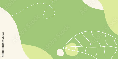 Earth day background green colors abstract shapes, waves and leaves pattern with empty space for text.
