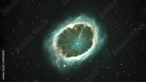 Cosmic nebula teal green swirl