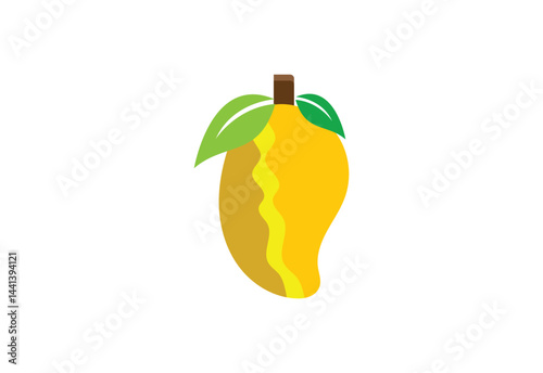 Fresh Mango with leaves logo design, Vector design concept
