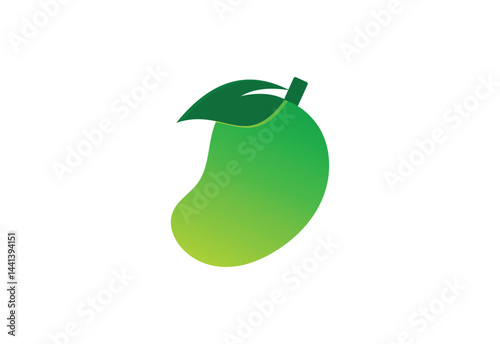 Fresh Mango with leaves logo design, Vector design concept