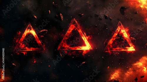 Fiery abstract triangles energy design
