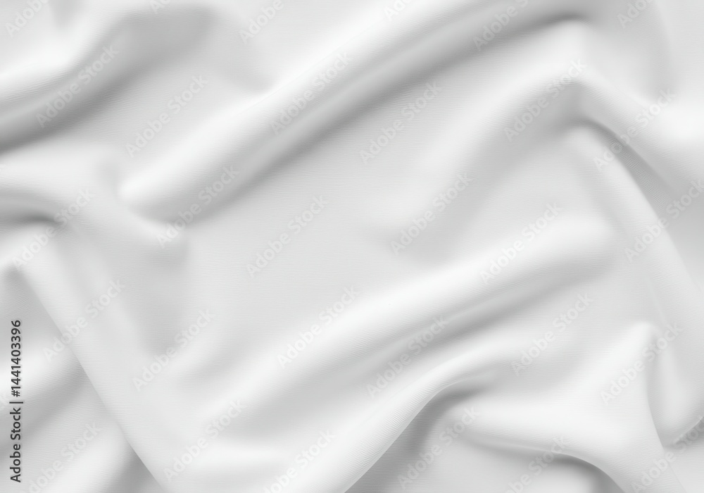 Obraz premium Close up view of a white satin fabric with soft folds and shadows creating a smooth and elegant texture