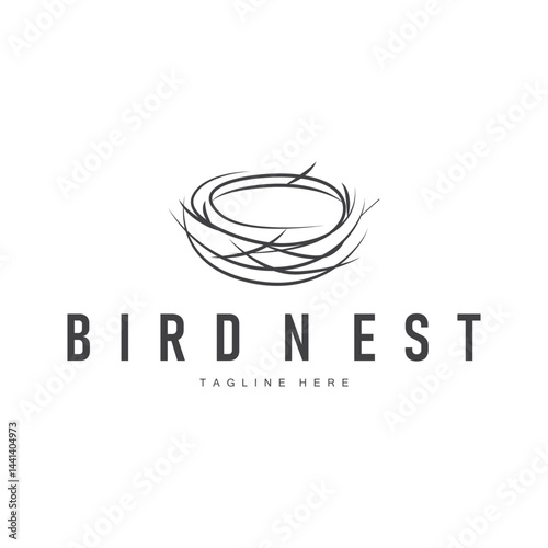 Simple line design concept bird nest logo illustration places where birds nest simple elegant symbol of nature