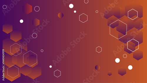 Purple and yellow background with hexagonal abstract shapes