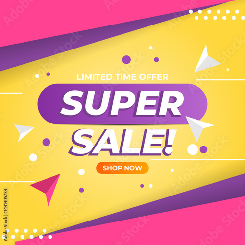 Mega sale purple, pink, and yellow color editable text effect template