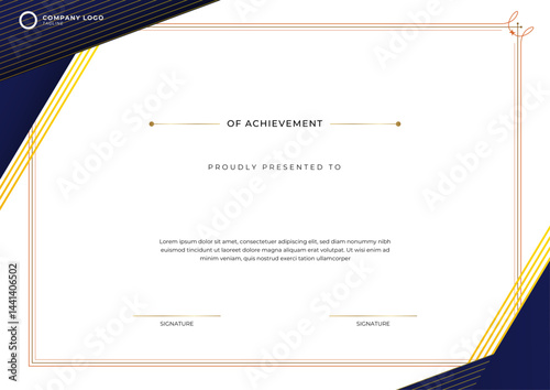 Gradient golden luxury certificate template
