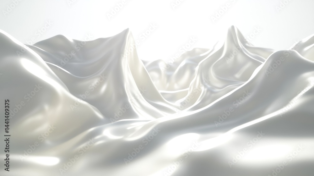 Fototapeta premium Abstract white flowing fabric landscape