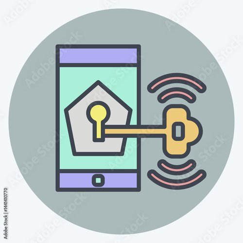 Icon Phone Security. related to Home Security symbol. color mate style