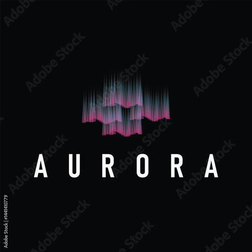 aurora logo concept sky design with beautiful and cool aurora natural scenery illustration of natural scenery symbol