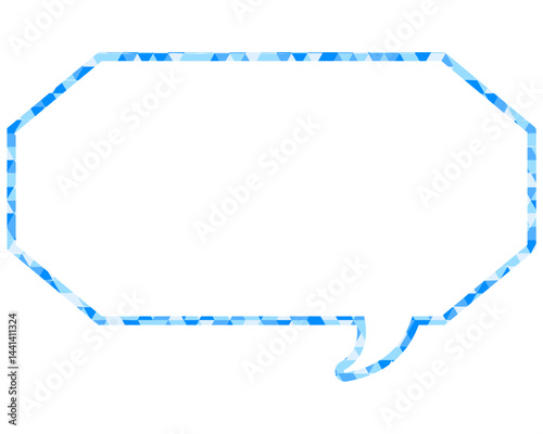 ステンドグラス風吹き出し　三角形模様　細長い八角形