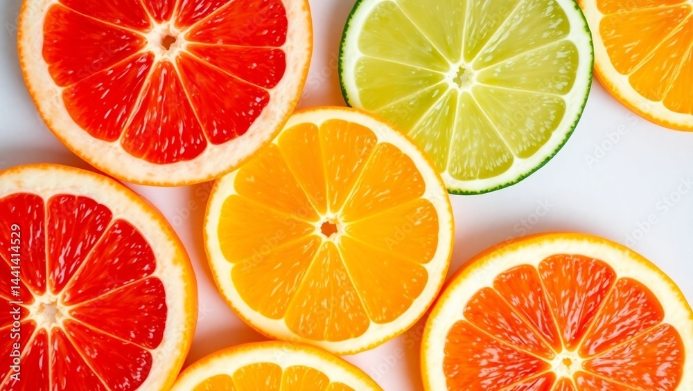 Obraz premium background of citrus fruit, colorful orange slices