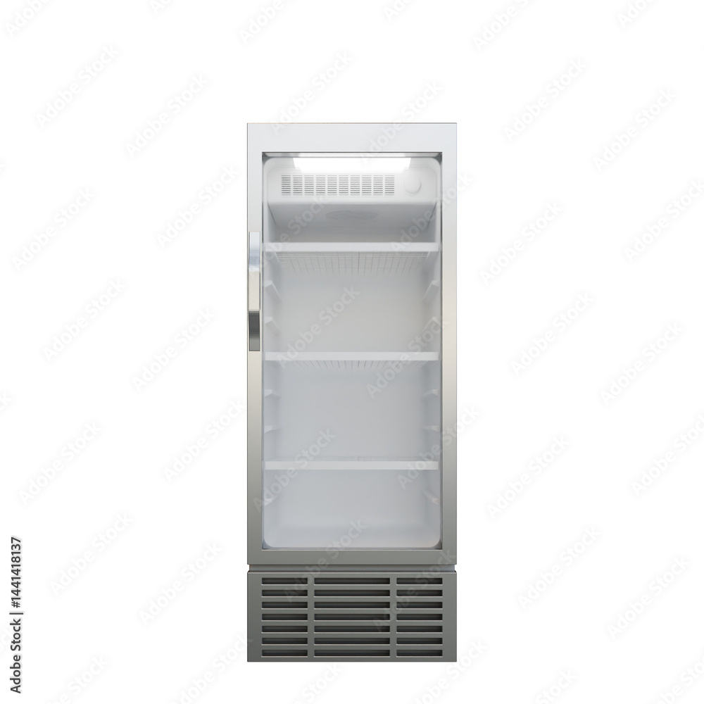 Small Size Showcase Display Cooler Front View Open Door Small Size Showcase Display Cooler Front View Open Door
