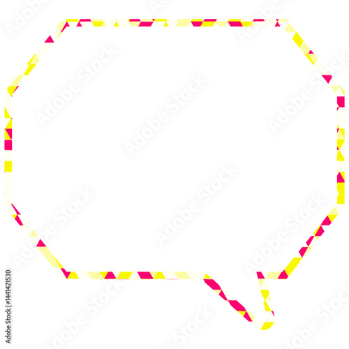 ステンドグラス風吹き出し　三角形模様　角のある八角形