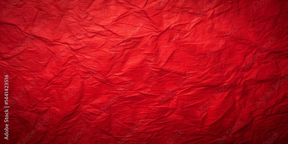 Fototapeta premium Red crumpled paper texture shows a grunge pattern on a blank sheet