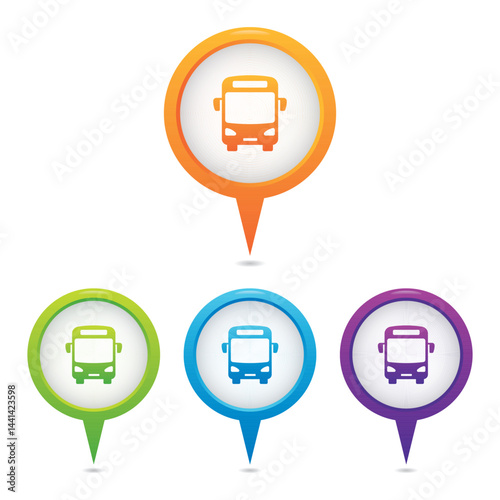 Set of Bus Marker Icons
