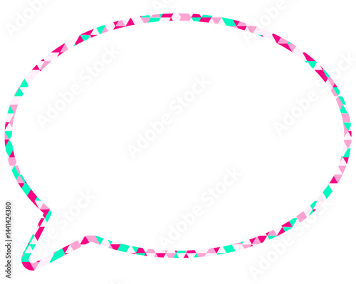 ステンドグラス風吹き出し　三角形模様　丸形