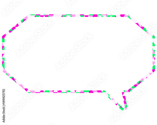 ステンドグラス風吹き出し　三角形模様　細長い八角形