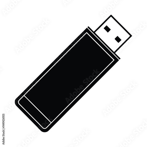 Black silhouette of a USB flash drive vector Art & Illustration