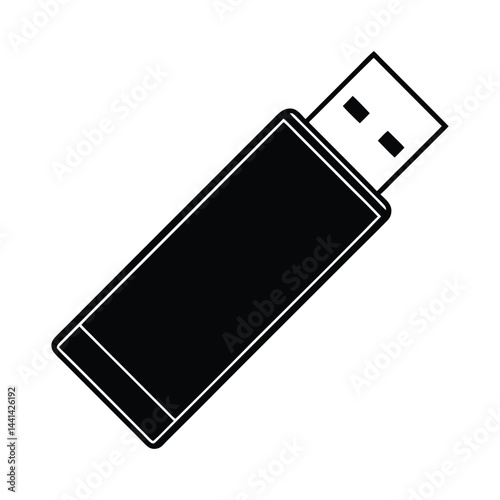 Black silhouette of a USB flash drive vector Art & Illustration