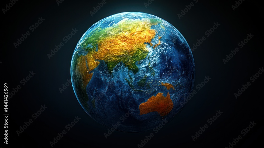Fototapeta premium Earth, space, illuminated, Asia, Earth from space