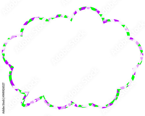 ステンドグラス風吹き出し　三角形模様　丸みのある雲形