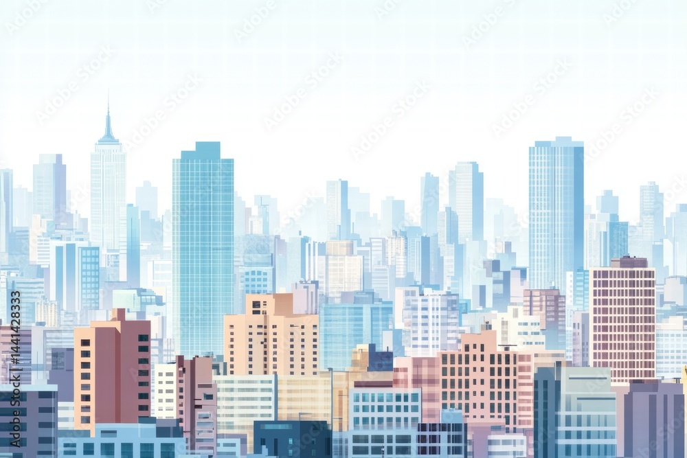 Fototapeta Colorful City Skyline with Modern Buildings and Urban Landscape