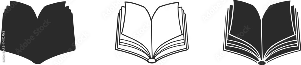 Fototapeta premium book vector silhouette, black book icon, open book vector art design.