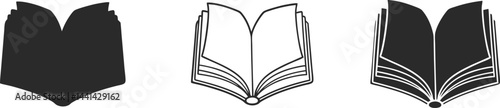 book vector silhouette, black book icon, open book vector art design.