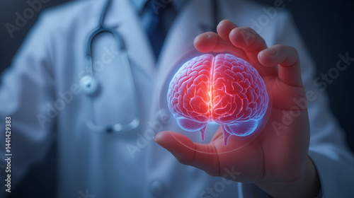 Doctor holding in hand Brain Stroke