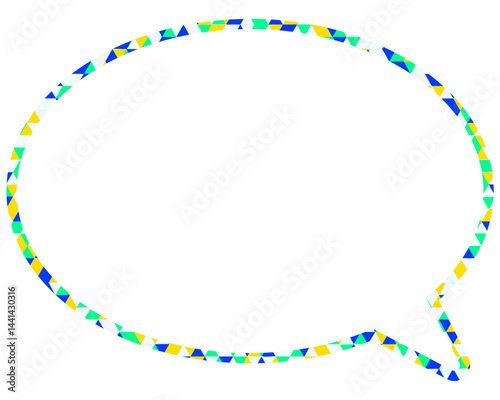 ステンドグラス風吹き出し　三角形模様　丸形