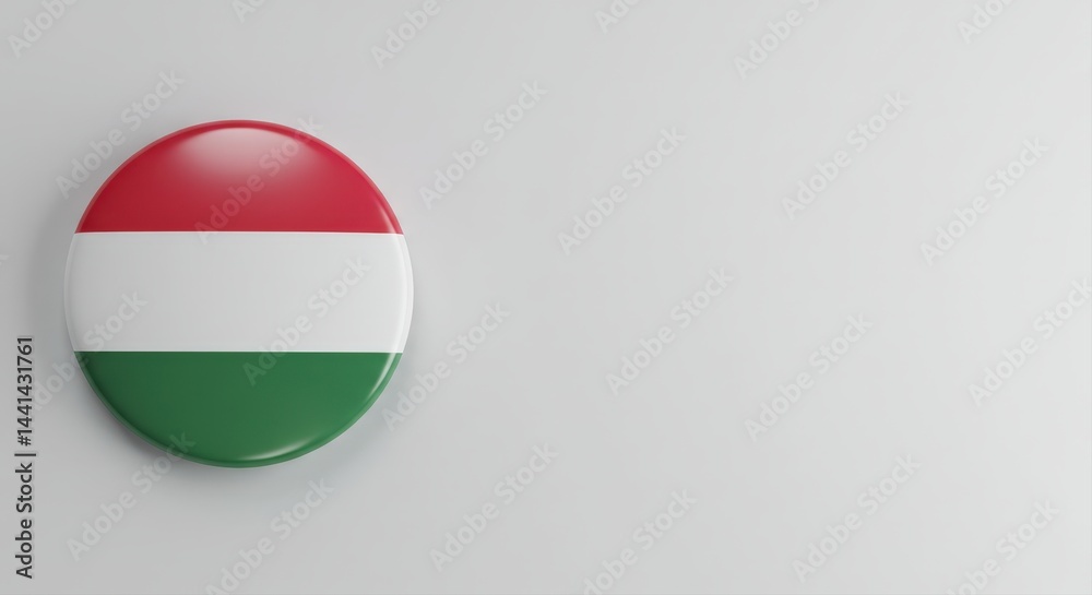 Naklejka premium Hungary Flag abstract Circle pin symbol badge isolated on grey white studio background
