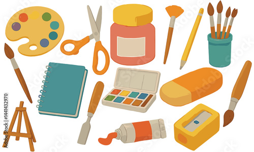Colorful Handdrawn Art Tools Collection