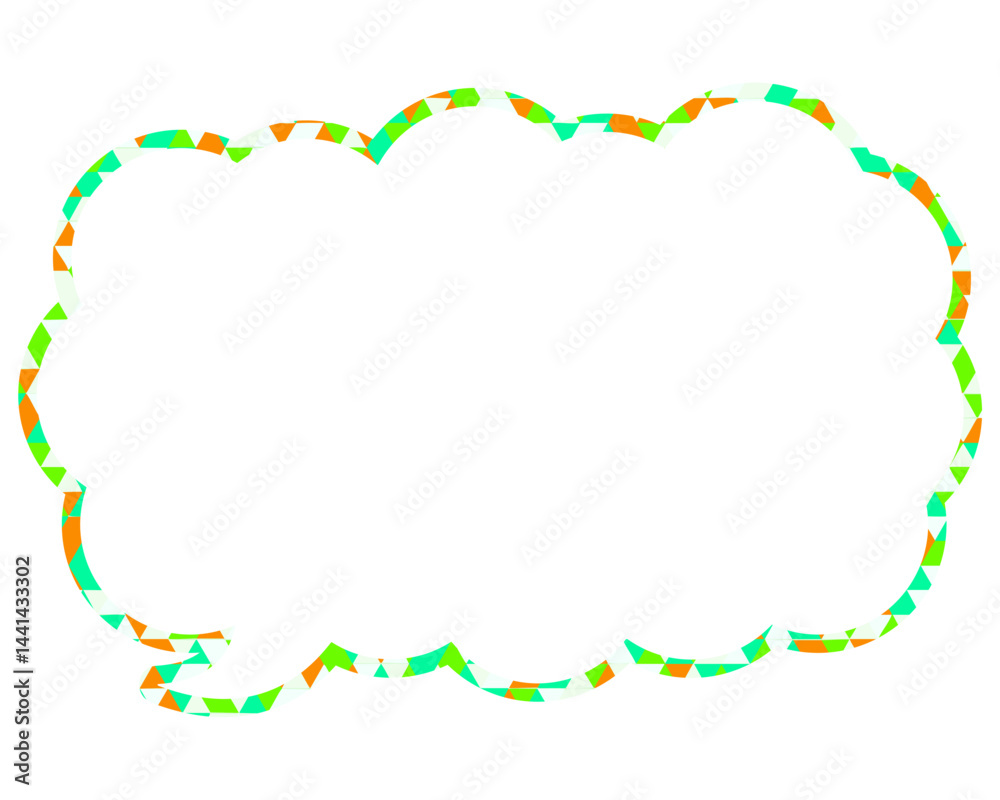 Fototapeta premium ステンドグラス風吹き出し 三角形模様 細長い雲形