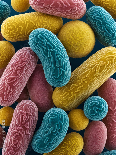 Salmonella bacteria. S. typhi, S. typhimurium and other Salmonella, rod-shaped bacteria, the causative agents of enteric typhus and food toxic infection salmonellosis
