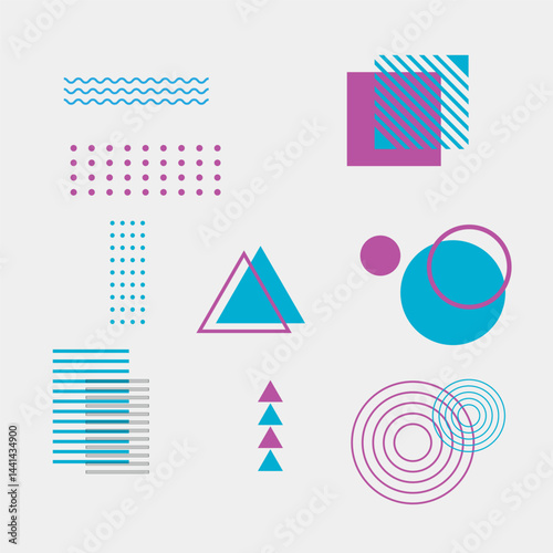 Collection of memphis vector designs for banners, leaflets, posters and social media