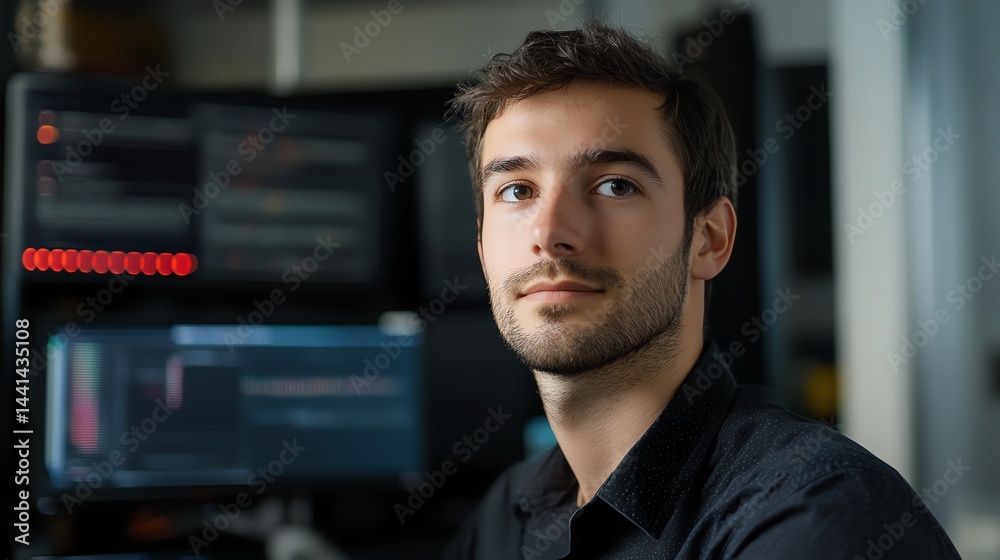 Cybersecurity expert working on encrypted database, AI-driven data protection concept