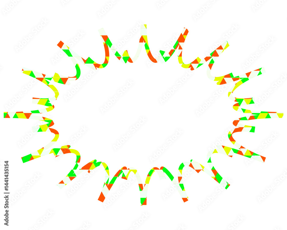 Fototapeta premium ステンドグラス風吹き出し 三角形模様 細長いギザギザした形